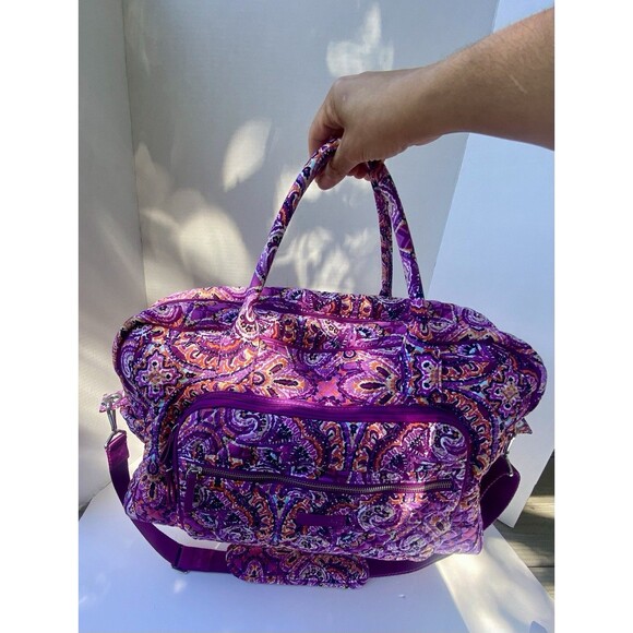 Vera Bradley Grand Traveler Weekender Bag Dream Paisley Purple Tapestry - Picture 7 of 16